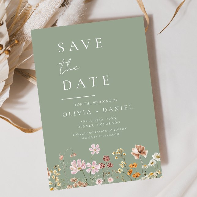 Sage Green Wildblumen Boho Save the Date (Von Creator hochgeladen)