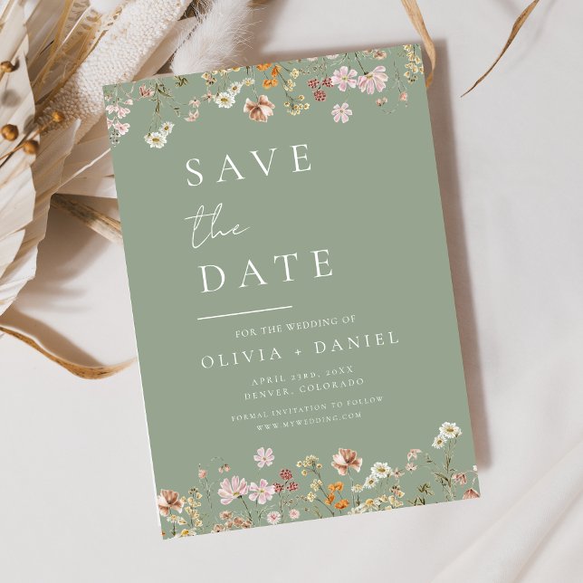Sage Green Wildblumen Boho Save the Date (Von Creator hochgeladen)