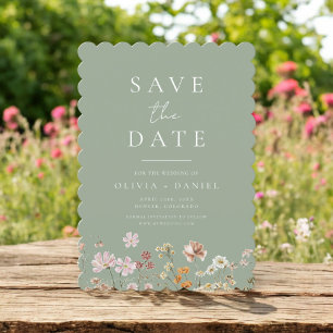 Sage Green Wildblumen Boho Save the Date