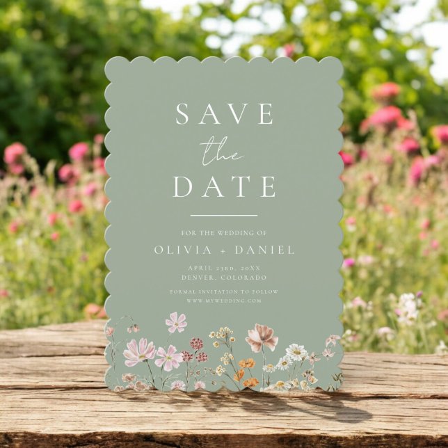 Sage Green Wildblumen Boho Save the Date (Von Creator hochgeladen)