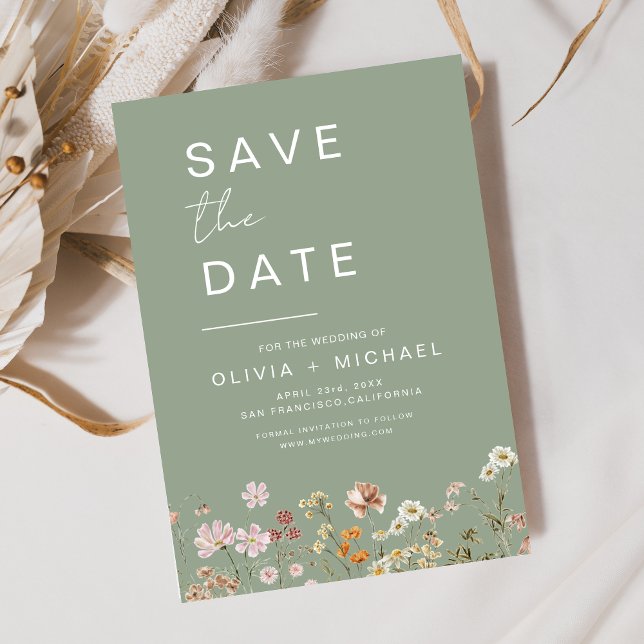 Sage Green Wildblumen Boho Save the Date (Von Creator hochgeladen)