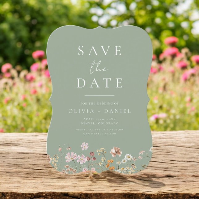 Sage Green Wildblumen Boho Save the Date (Von Creator hochgeladen)