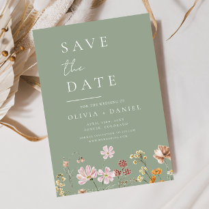 Sage Green Wildblumen Boho Save the Date