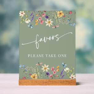 Sage Green Wildblumen Brautparty Pedestal Schild