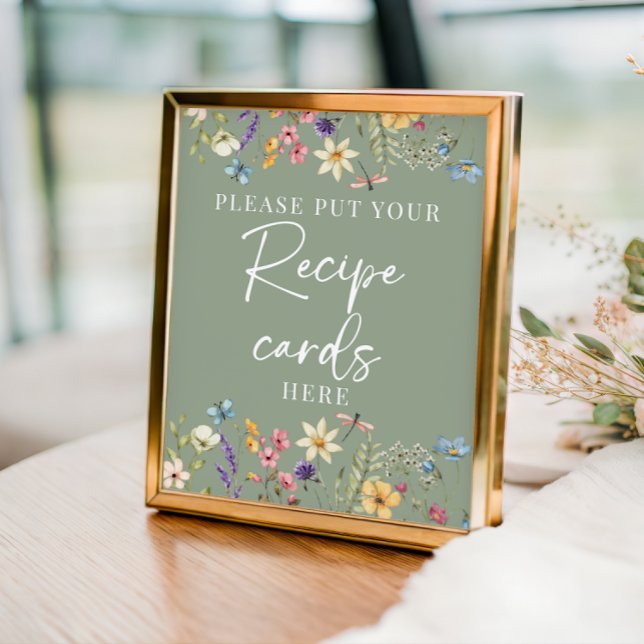 Sage Green Wildblumen Brautparty Rezept-Zeichen Poster (Von Creator hochgeladen)