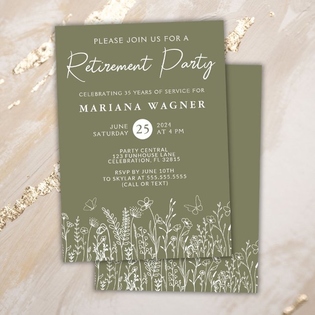 Sage Green Wildblumen Rente Party Einladung (Von Creator hochgeladen)