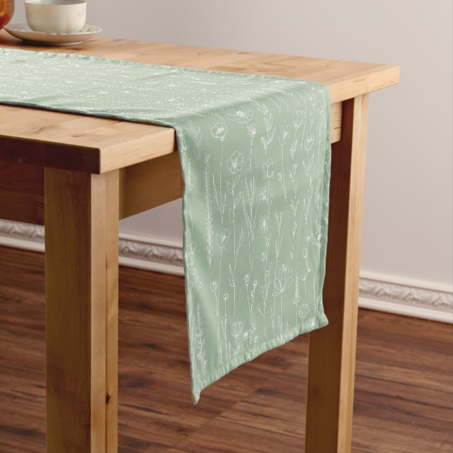 Sage Green Wildflower Baby Shower Table Runner Kurzer Tischläufer (Beispiel)