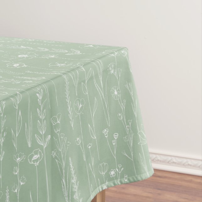 Sage Green Wildflower Baby Shower Tablecloth Tischdecke (Beispiel)