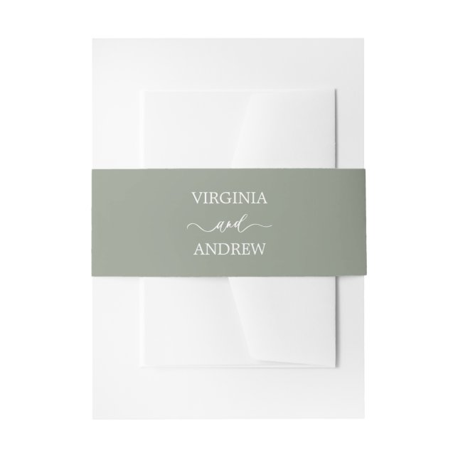 Sage Green Wildflower Boho Invitation Belly Band (Vorderseite Beispiel)