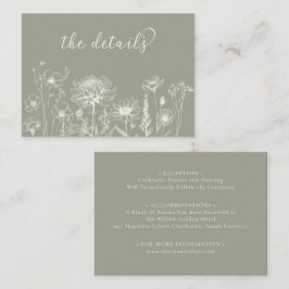 Sage Green Wildflower Details Card Wedding Insert
