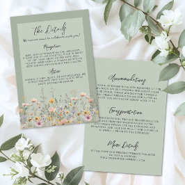 Sage Green Wildflower Floral Wedding Details Begleitkarte