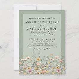 Sage Green Wildflower Watercolor Floral Wedding Einladung