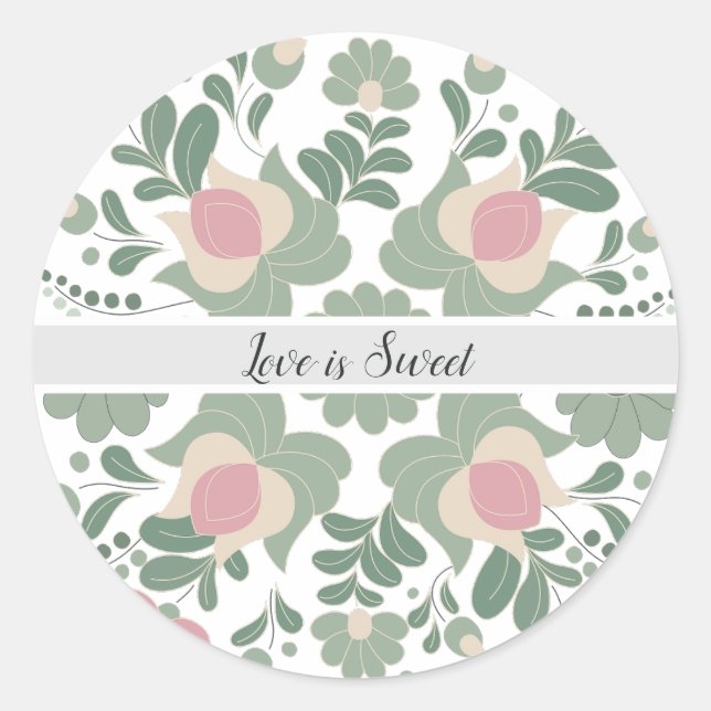 Sage Green Wildflower Wedding Favor Sticker (Vorderseite)