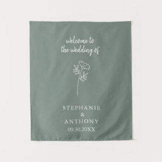 Sage Green Wildflower Wedding Wandteppich
