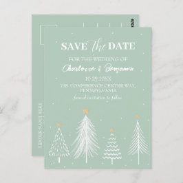 Sage Green Winter Christmas Save the Date Hochzeit Postkarte