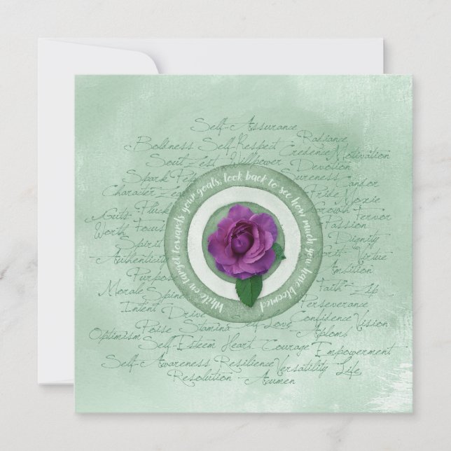 Sage Green with Purple Rose Empowerment Quote  (Vorderseite)