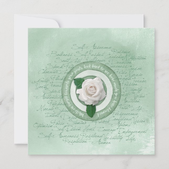  Sage Green with White Rose Empowerment Quote (Vorderseite)