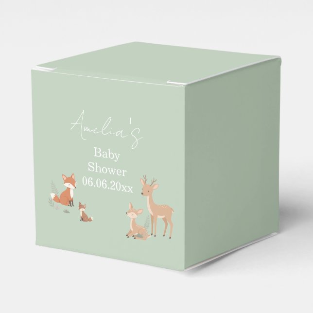 Sage Green Woodland Animal Baby Shower  Geschenkschachtel (Vorderseite)