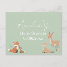 Sage Green Woodland Animal Baby Shower Invitation Feiertagspostkarte