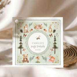 Sage Green Woodland Animals Baby Shower Favor Tags Geschenkanhänger