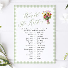 Sage Green Would She Rather Bridal Shower Game