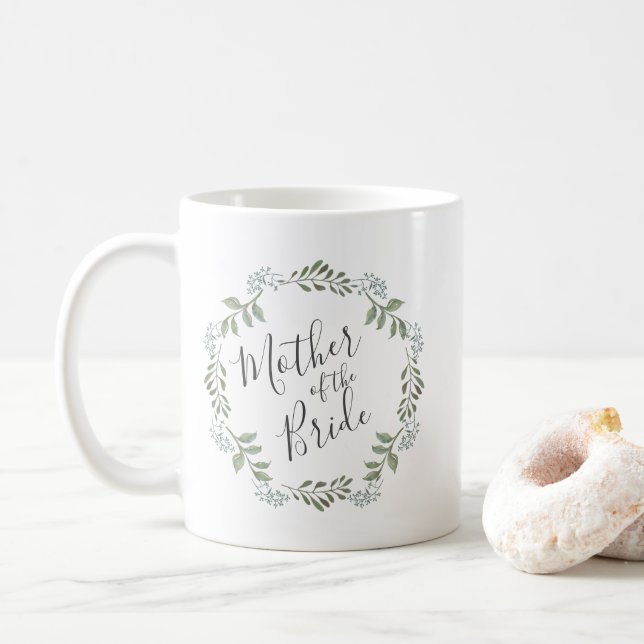 Sage Greenery Botanische Kranzmutter der Braut Kaffeetasse (Mit Donut)
