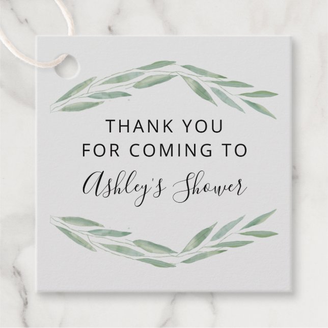 Sage Greenery Brautparty Vielen Dank Geschenkanhänger (Vorderseite)