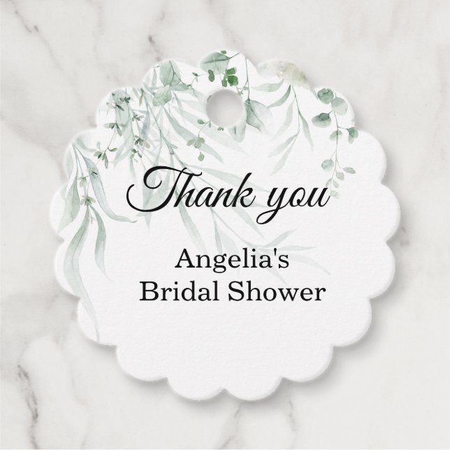 Sage Greenery Bridal Shower favor tag Geschenkanhänger (Vorderseite)