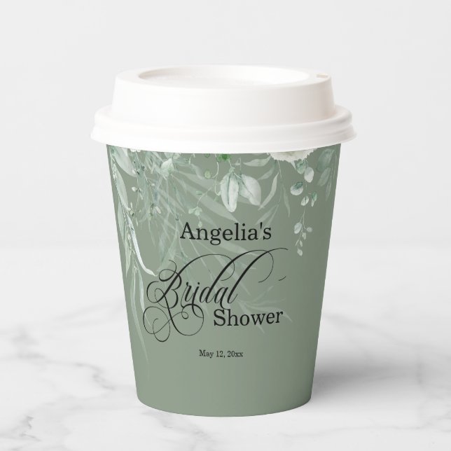 Sage Greenery Bridal Shower Pappbecher (Vorderseite)