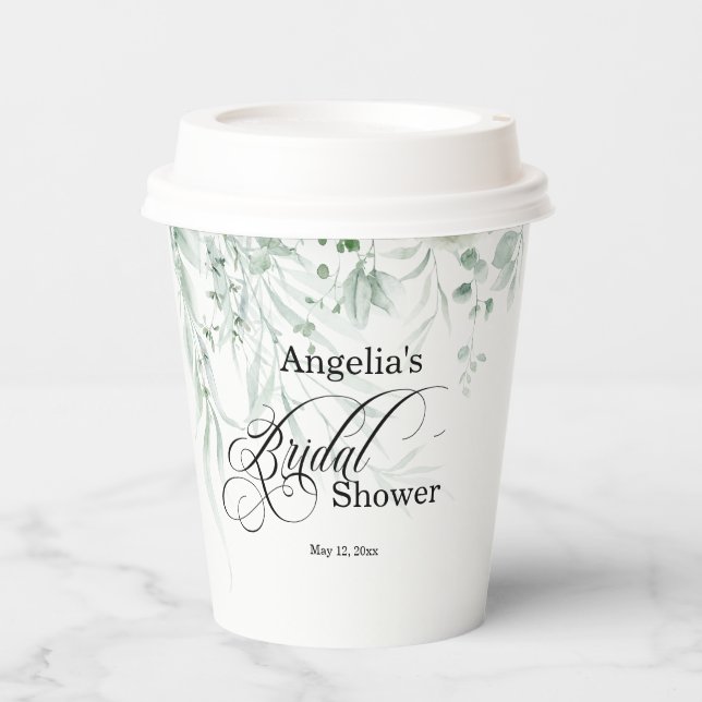 Sage Greenery Bridal Shower Pappbecher (Vorderseite)