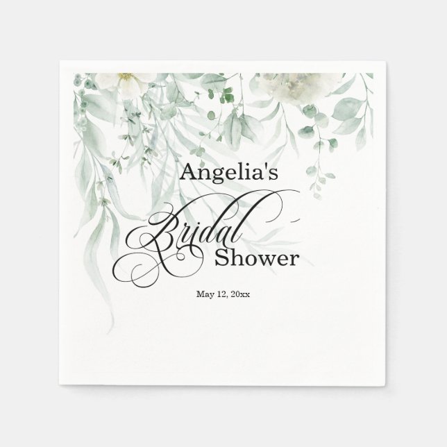 Sage Greenery Bridal Shower Serviette (Vorderseite)