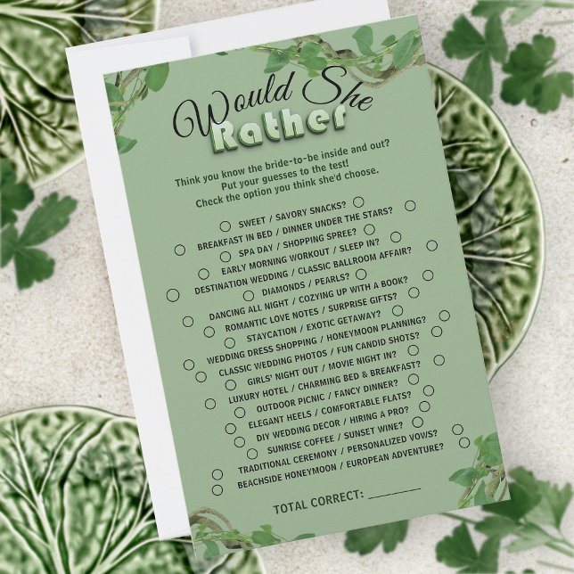 Sage Greenery Bridal Shower Would She Rather Game (Von Creator hochgeladen)