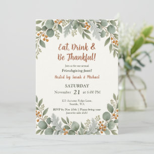 Sage Greenery Eucalyptus Floral Friendsgiving Einladung