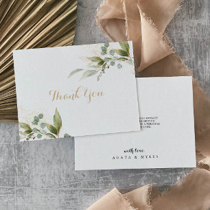Sage Greenery Eukalyptus Gold Flach Hochzeit Dankeskarte