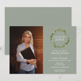 Sage Greenery Garland Foto Graduation Party Invit Einladung
