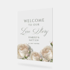 Sage Greenery Roses Welcome to Love Story Acrylschild