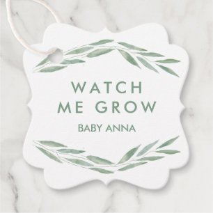 Sage Greenery Watch Me Grow Tags, Baby Dusche Geschenkanhänger