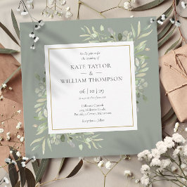 Sage Greenery Wedding Botanical Watercolor Einladung