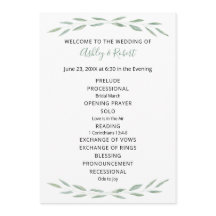 Sage Greenery Wedding Program, Botanisches Program