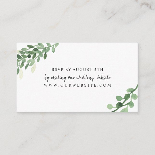 Sage Greenery wedding RSVP Online-Karte 4196 4197 Begleitkarte (Vorderseite)