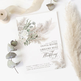 Sage Greenery White Blume Pampas Grass Wedding Einladung