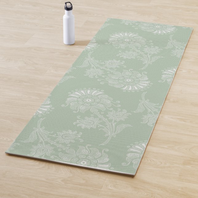Sage Grey Green Floral Lace Yogamatte (Beispiel)