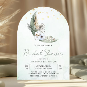 Sage Grün Boho Floral Mondbogen Brautparty Einladung