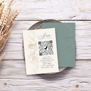 Sage Grün Botanischer Online-RSVP-QR-Code Begleitkarte