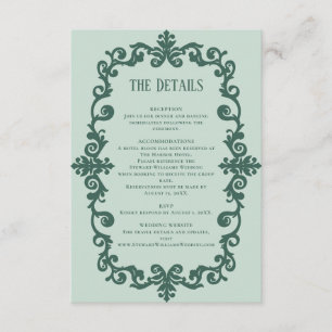 Sage-Grün Details Empfangs-Information Hochzeit Begleitkarte
