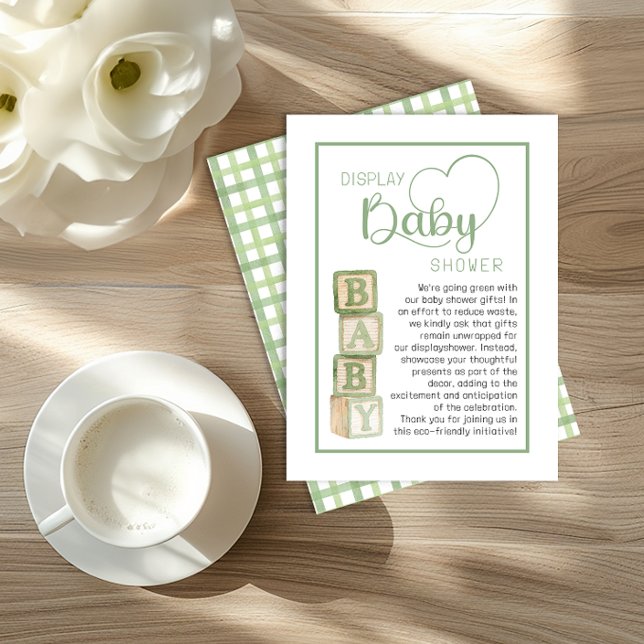 Sage Grün Display Duschkarte | Unverpackte Geschen Begleitkarte (Display Baby Shower)