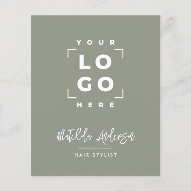 Sage grün elegant moderne mädchenhafte Preis QR-Co Flyer (Hinten)