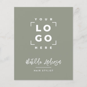 Sage grün elegant moderne mädchenhafte Preis QR-Co Flyer