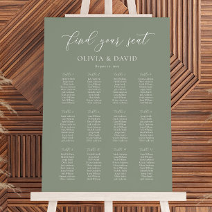 Sage Grün Farbe 12 Tisch Hochzeit Sitzordnung Poster