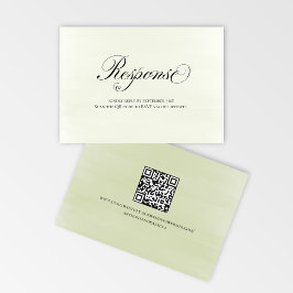 Sage Grün Floral QR Code Hochzeits-RSVP-Script RSVP Karte